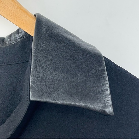 Ruti XL High-Low faux leather Button Up 0990 Top Blouse Black sheer lagenlook - Picture 6 of 12